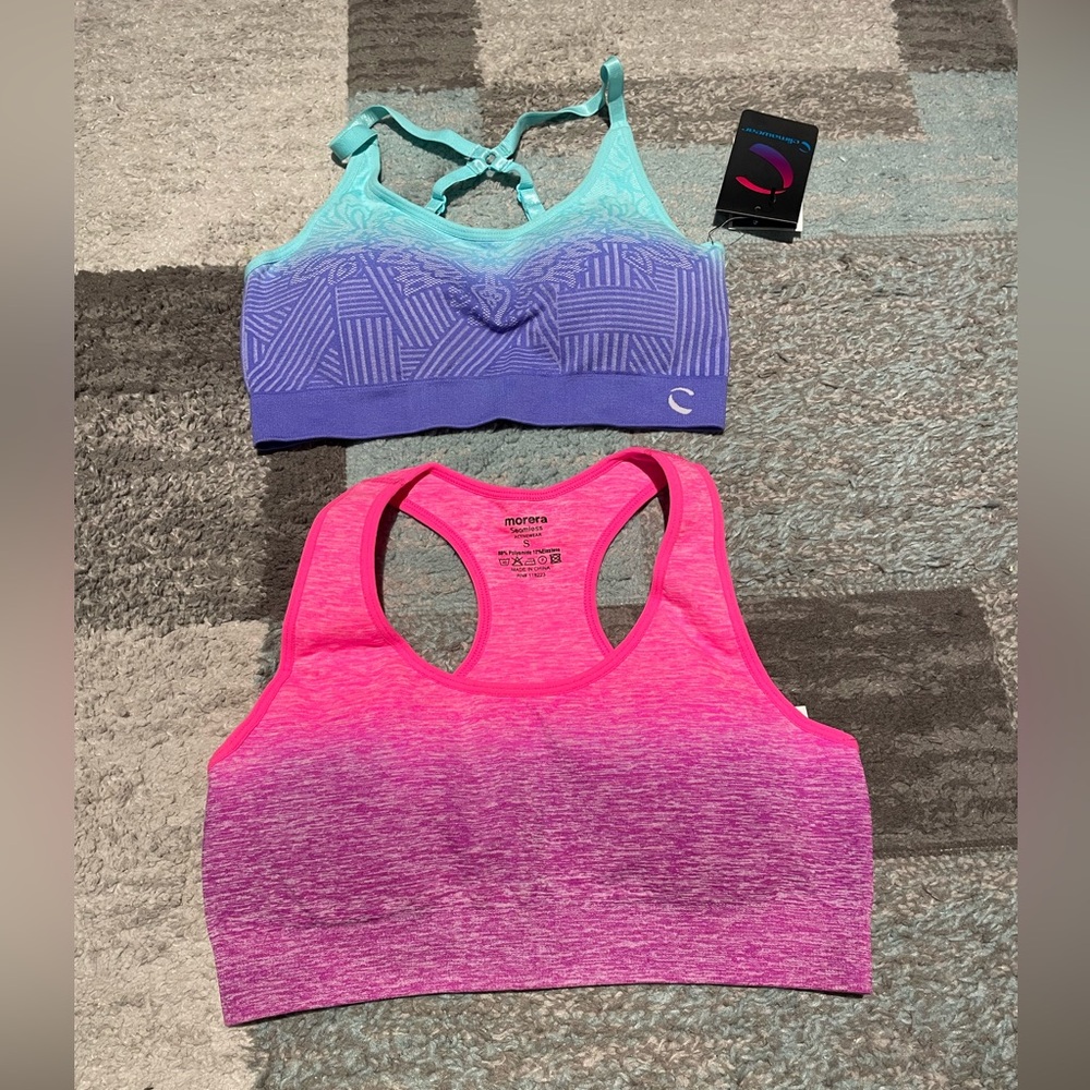 Seamless Ombre Pink & Purple Racerback Sports Bra - Women